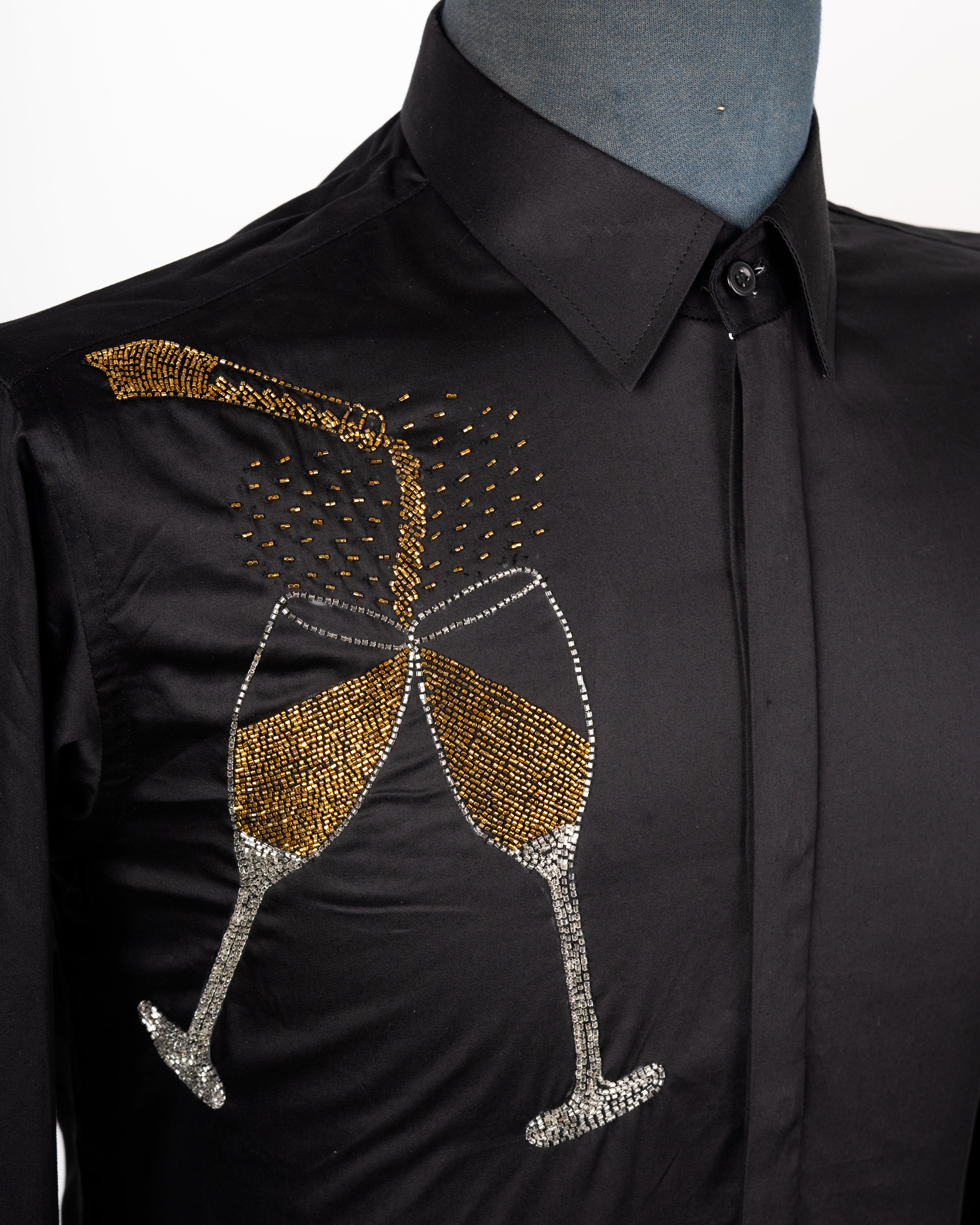 Ideal party wear shirt, with  glitry glass embroidery