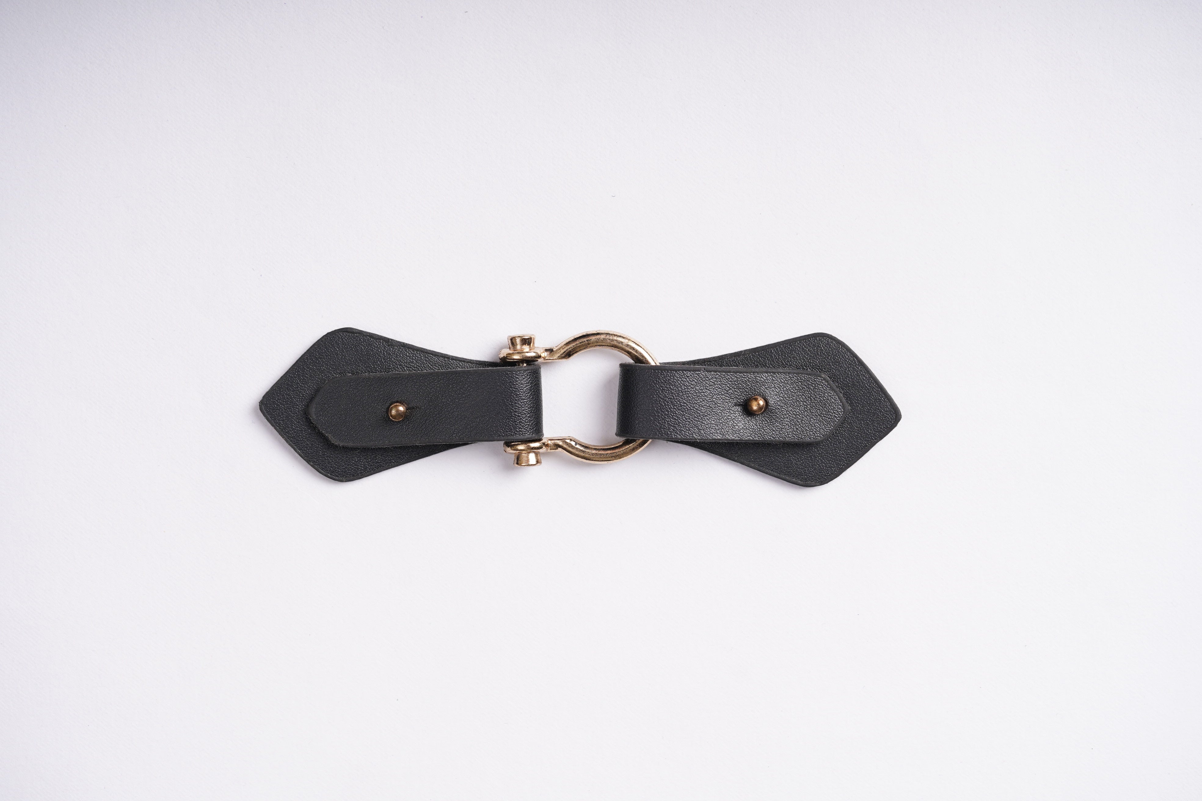 CLASSIC SEW-ON BLACK PU LEATHER GOLD CLIP CLASP BUCKLE